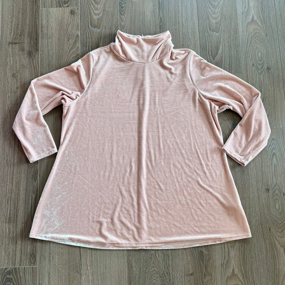 Soft Surroundings Velour Tunic Top Mock Neck Dusty Pink Whimsigoth Boho Women 2X